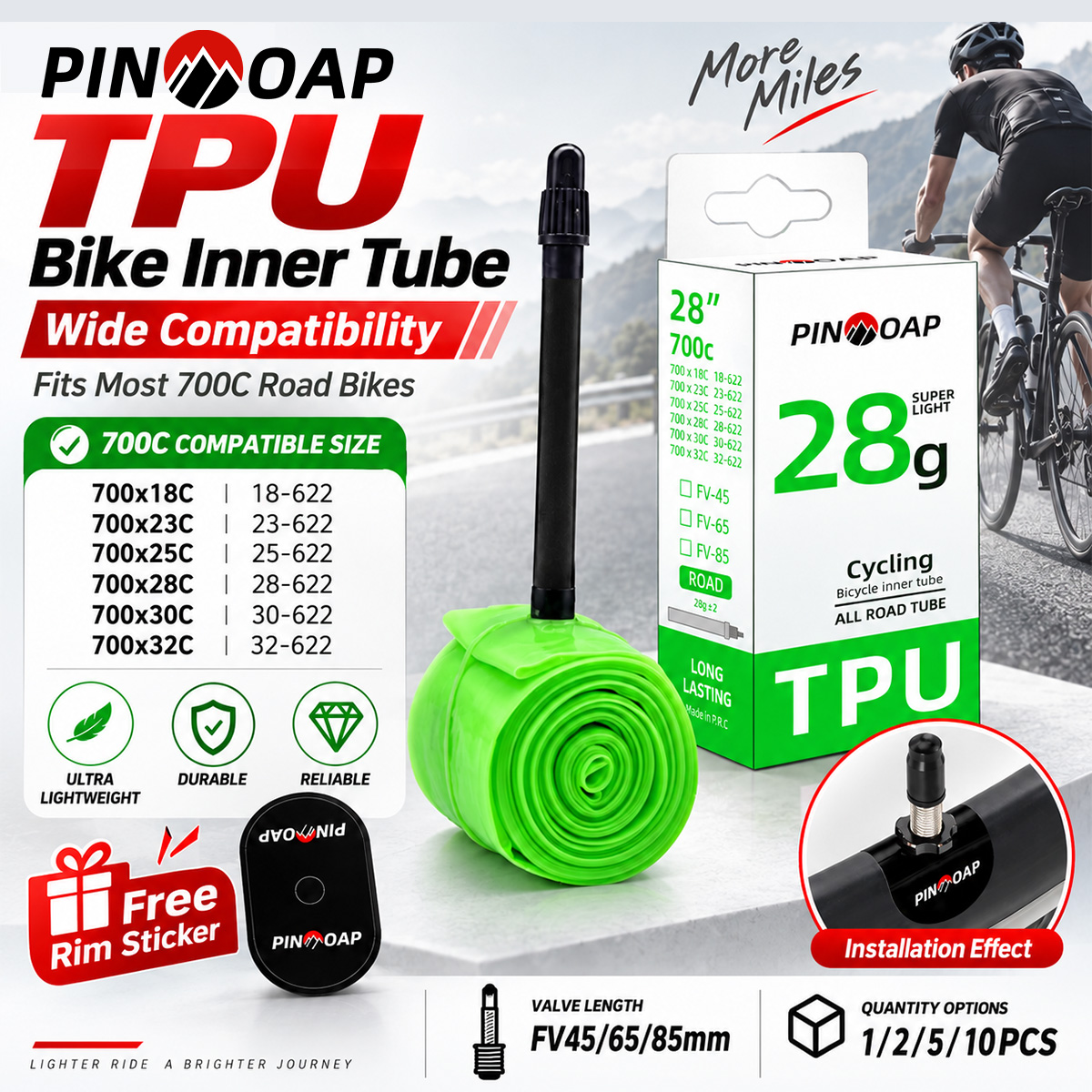 Inner Tube 700C - PINMOAP 28g Camera d'aria per pneumatici