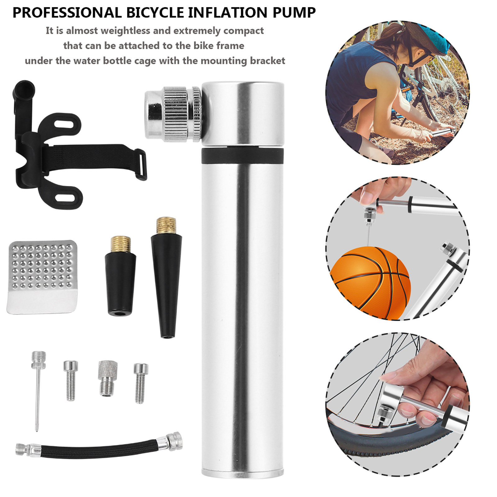 Bike Pump Frame Mount - Kit di riparazione per forature e